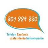 Baner z telefonem zaufania - uzależnienie behawioralne. tel. 801 889 880